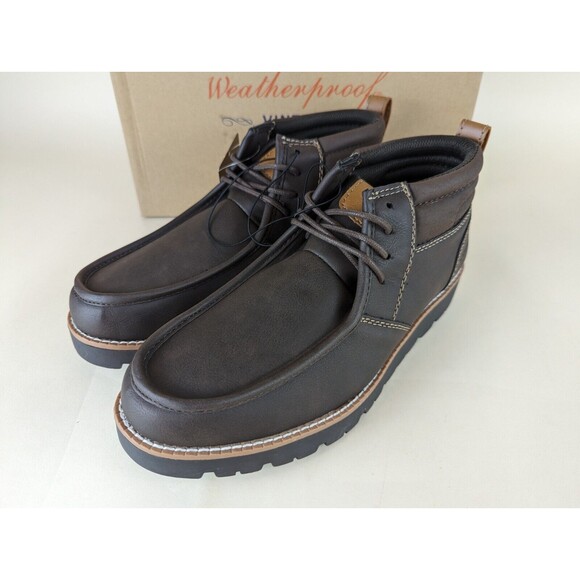 Weatherproof Vintage Chester Chukka Boots Mens 12 M Brown Faux Leather Shoes NWB